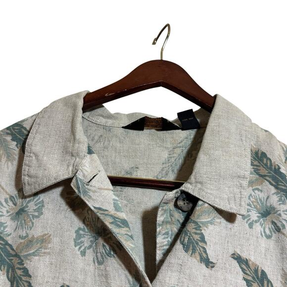 VINTAGE Eddie Bauer Floral Pattern Chore Shirt Jacket Womens Linen Work Coat Lrg - Picture 3 of 8